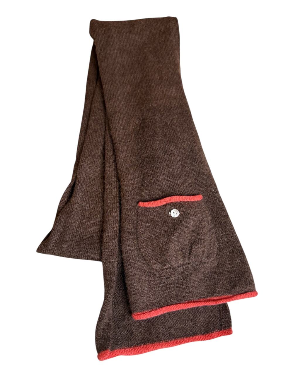LL Bean Skinny Cashmere Scarf Mocha Brown Pink